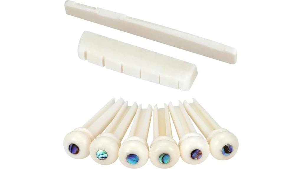 MAXCHEER 6 String Acoustic Guitar Bone Bridge Saddle And Nut Made Of Real Bone 3 Set Nut And Saddle