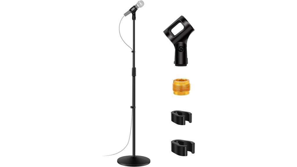 adjustable microphone stand included