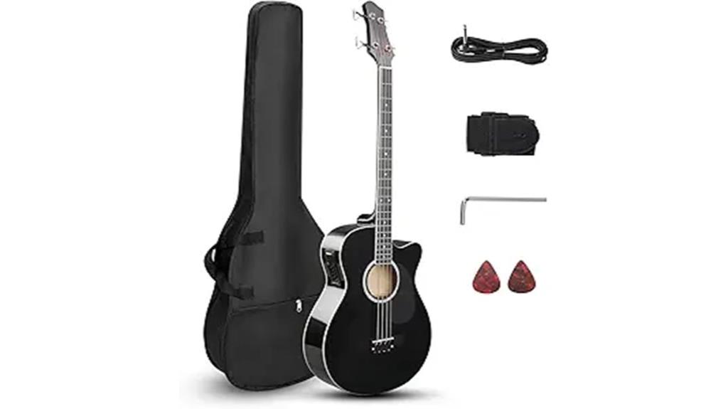black acoustic bass guitar