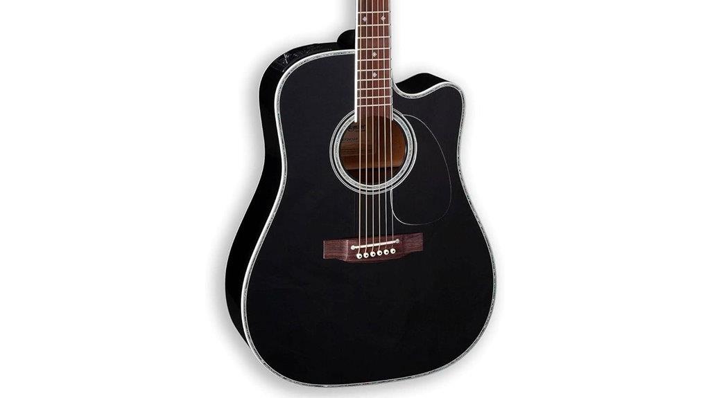 black dreadnought acoustic electric guitar