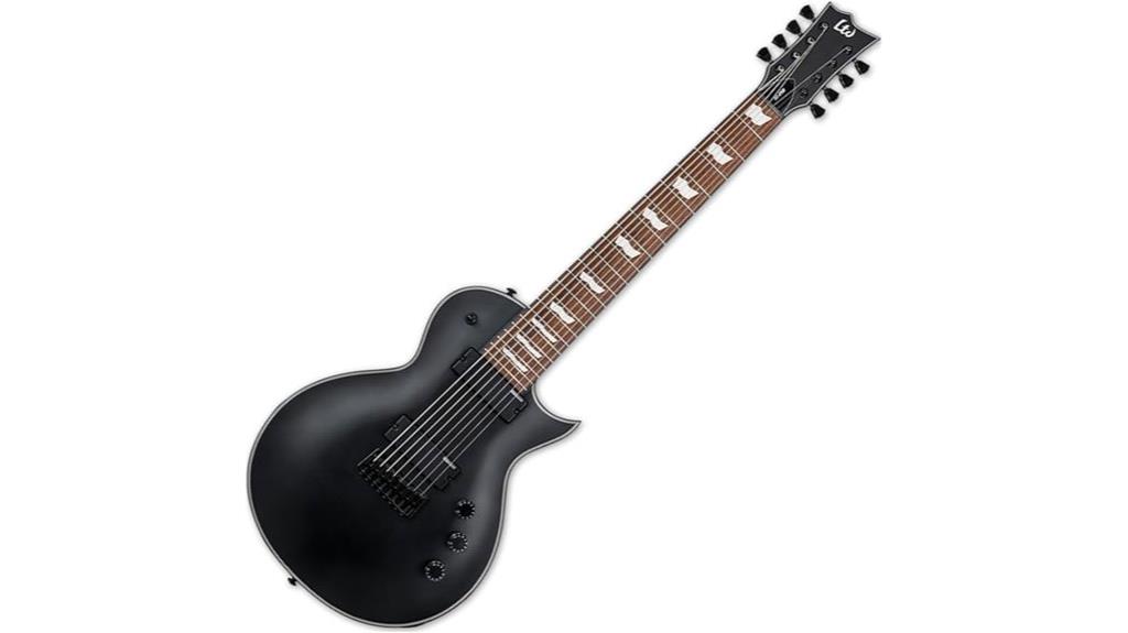 black satin 8 string guitar
