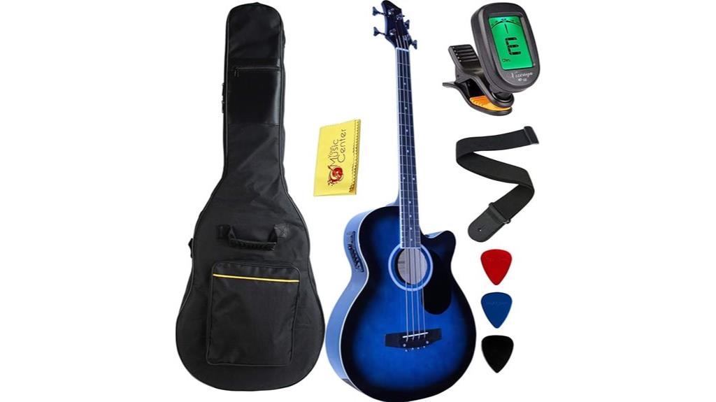 blue acoustic electric bass guitar