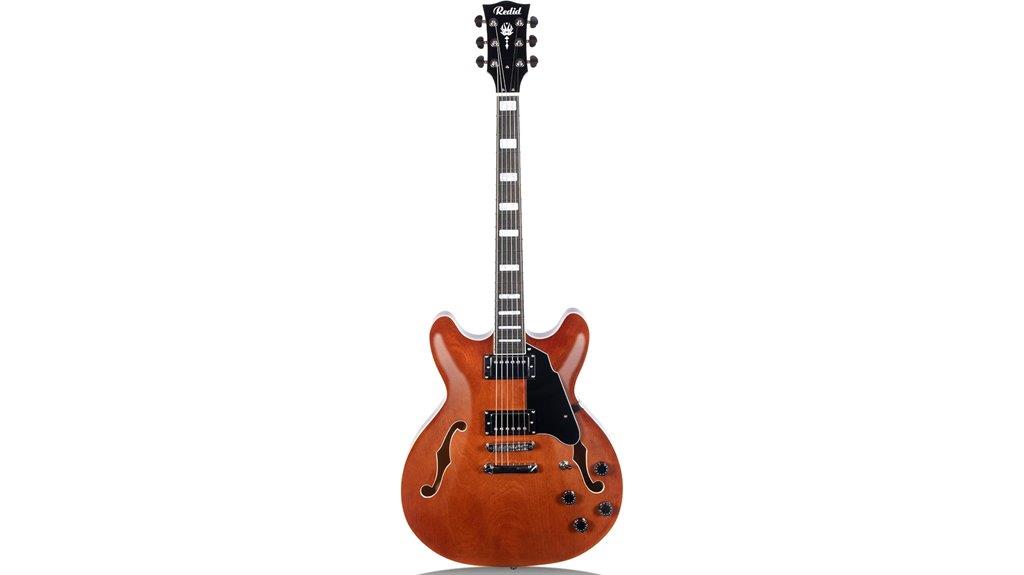 brown jazz electric guitar