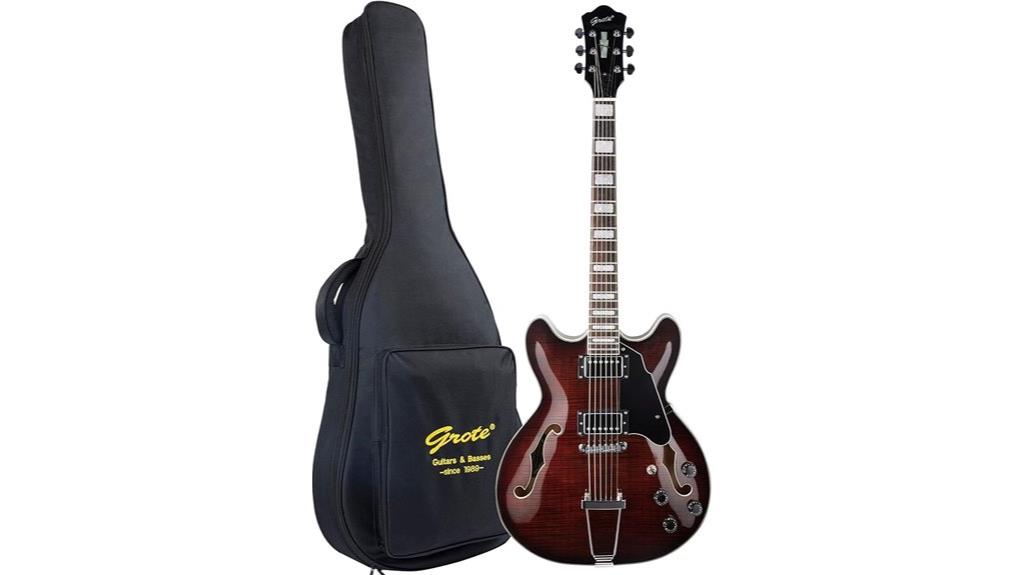 brown semi hollow jazz guitar
