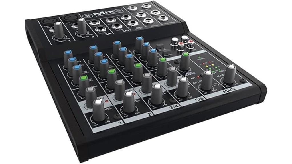 compact 8 channel audio mixer