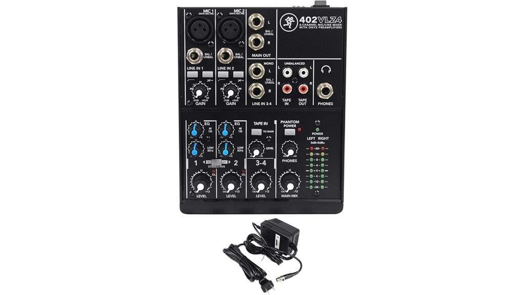 compact four channel audio mixer