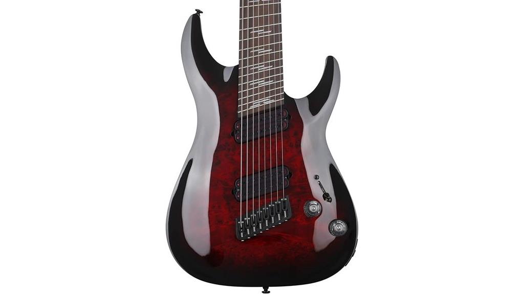 eight string multiscale electric guitar