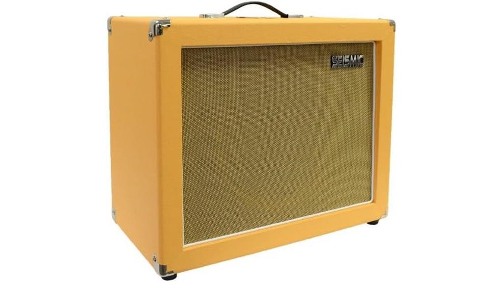 empty orange guitar cabinet