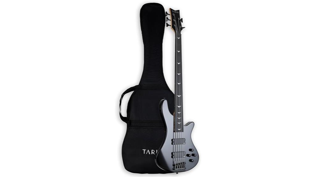 fretless black electric bass