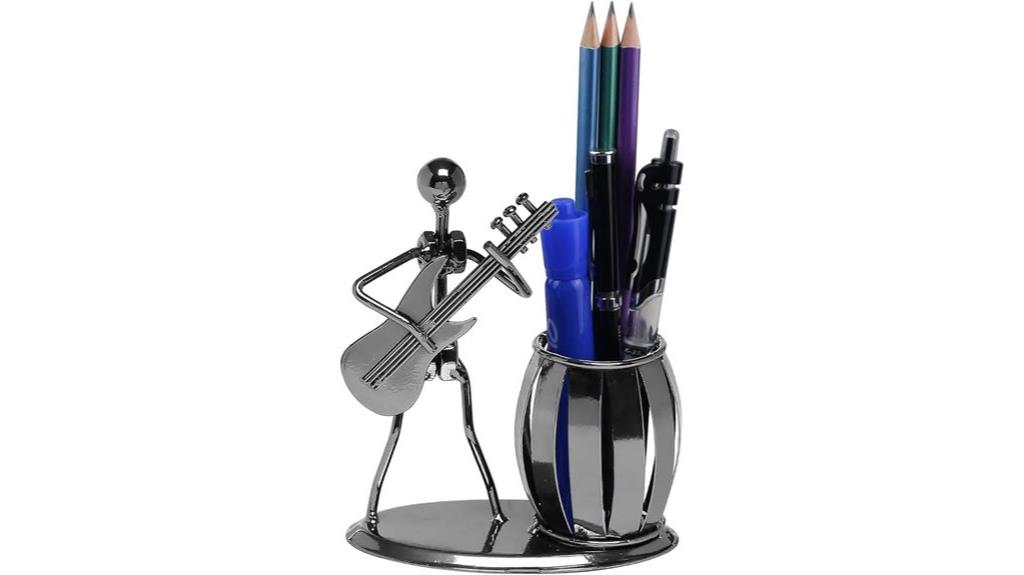 guitar themed metal pencil holder