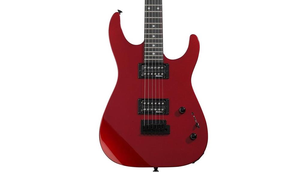 metallic red electric guitar