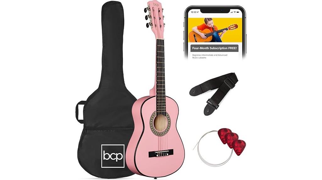 pink kids acoustic guitar