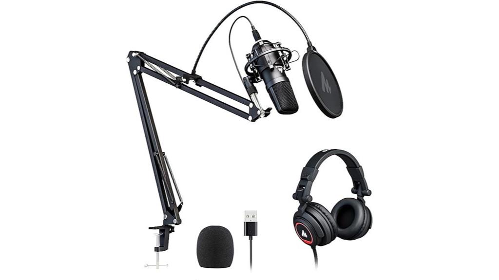 podcast microphone and headphones