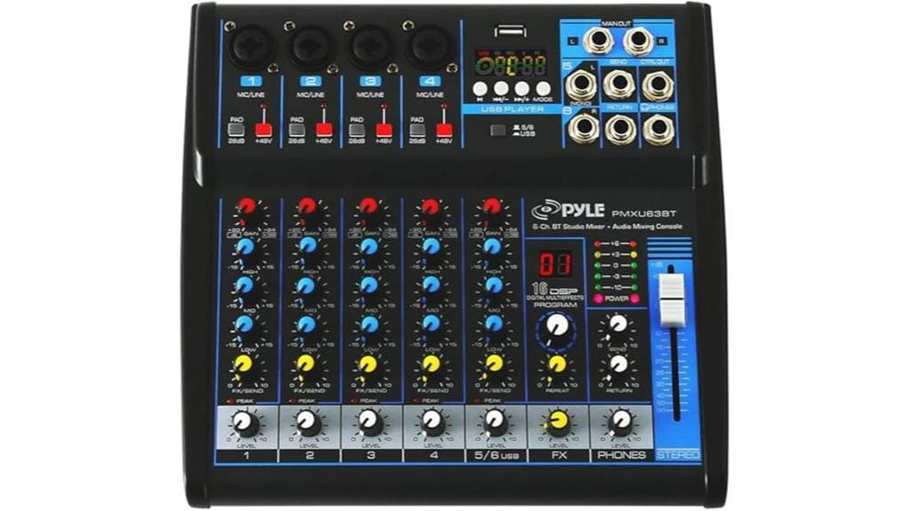 professional 6 channel audio mixer