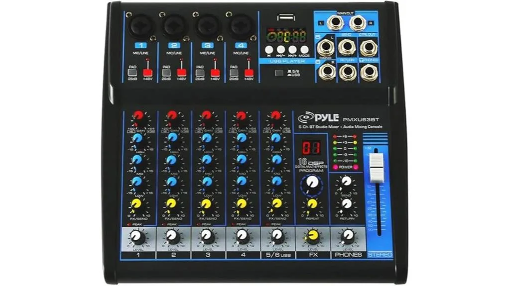 professional 6 channel audio mixer