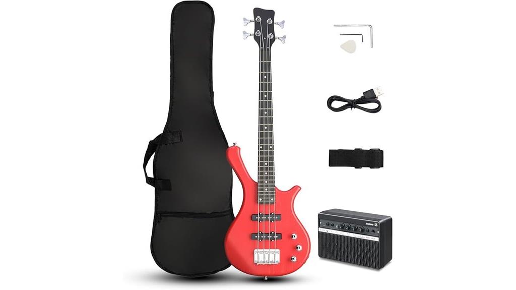 red bass guitar package