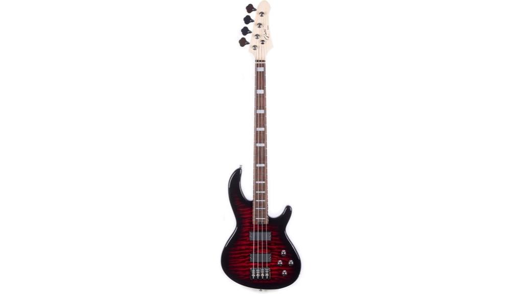 red electric bass guitar