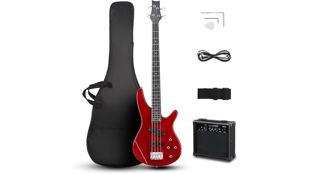 red electric bass guitar