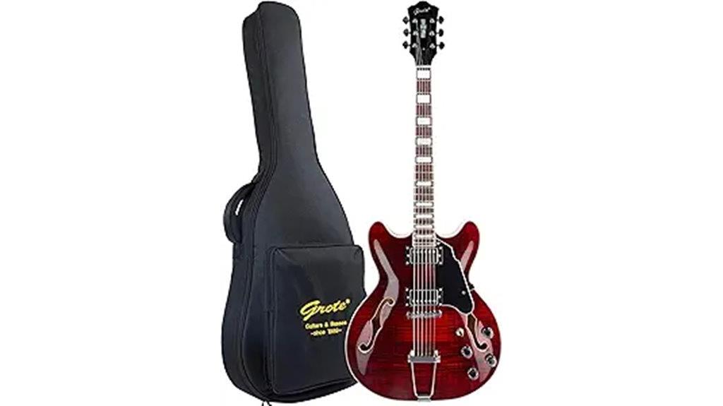 red semi hollow body guitar