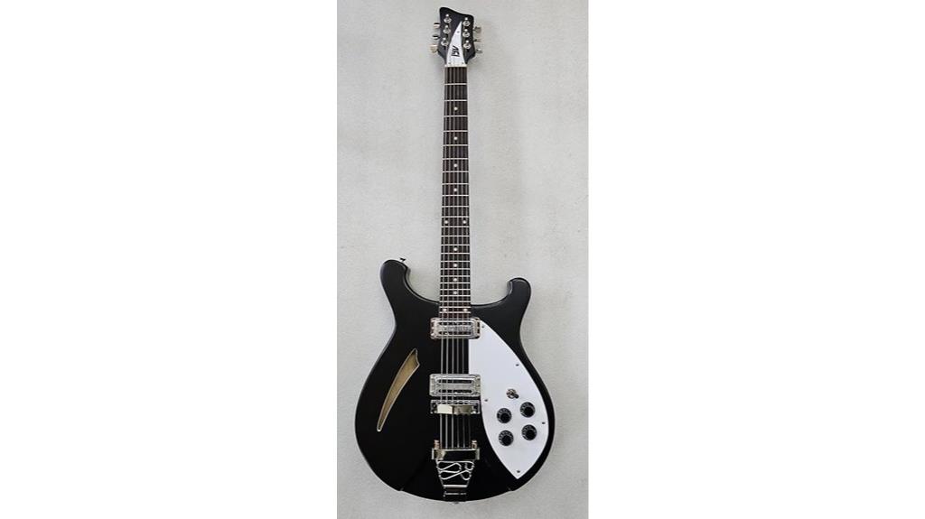 semi hollow black guitar