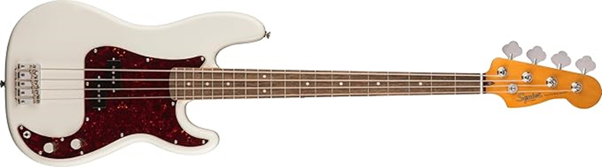 vintage style white bass guitar