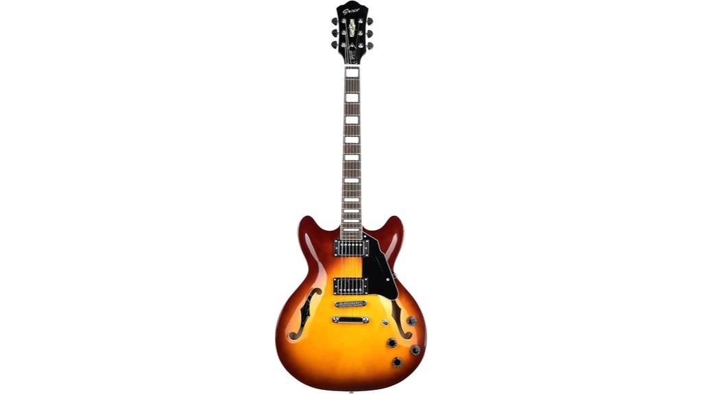 vintage sunburst semi hollow guitar