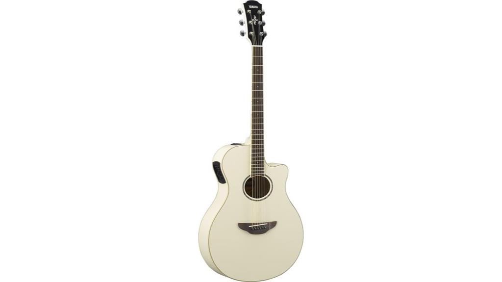 vintage white acoustic electric guitar