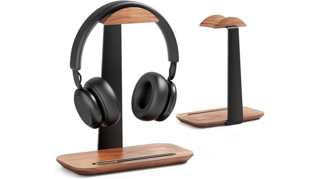 walnut headphone stand storage
