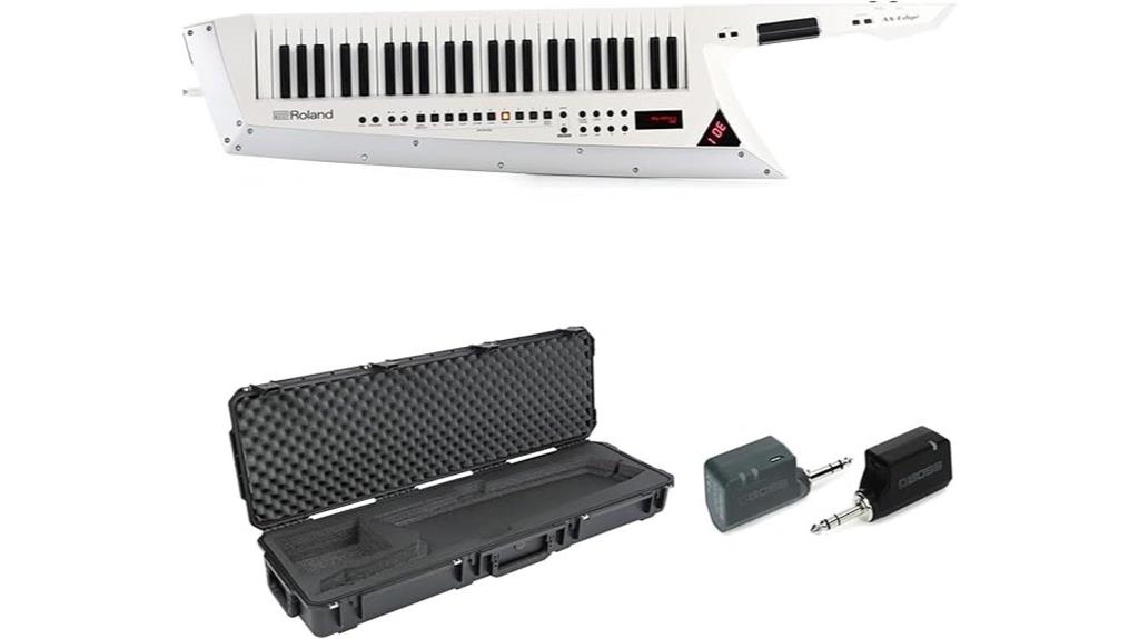white 49 key keytar synthesizer