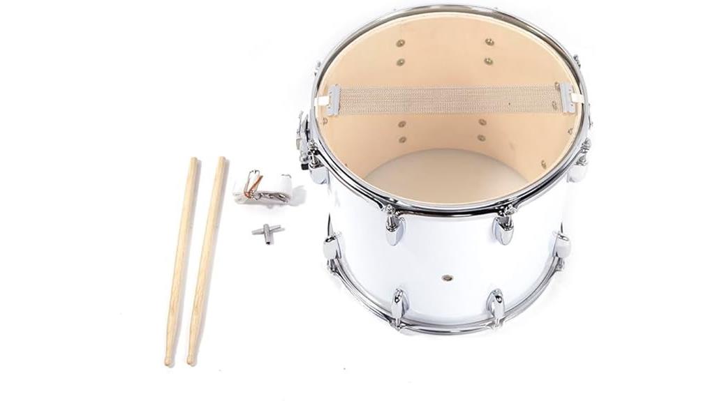 white marching snare drum