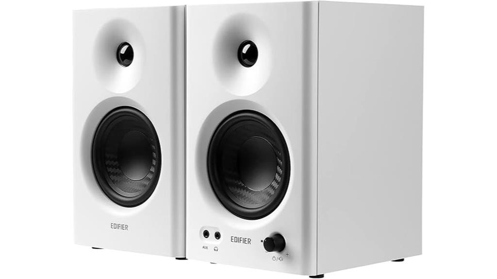 white studio monitor speakers