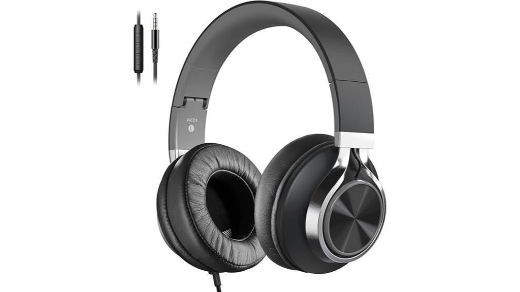 wired over ear headphones with microphone