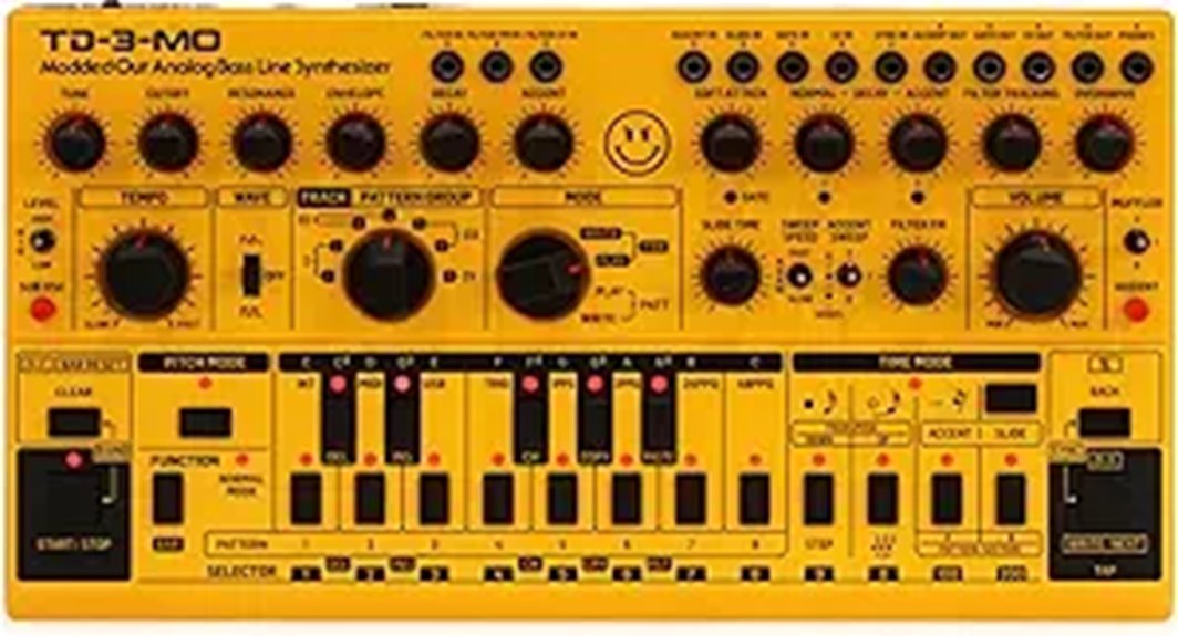 yellow analog bass synthesizer